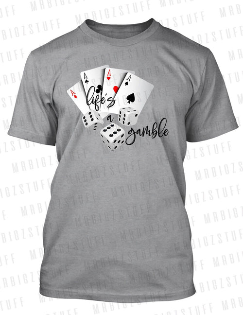 Big & Tall Life's A Gamble Sport Graphic Playing Cards Tee Shirt Pro Club Shaka