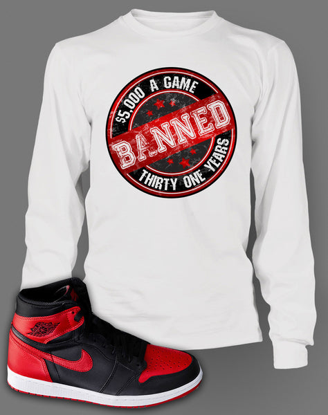 Long Sleeve Graphic T Shirt To Match Retro Air Jordan 1 Banned