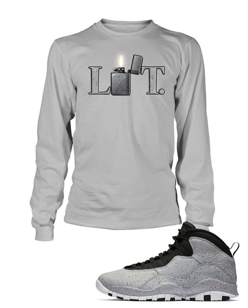 New Lit Graphic T Shirt to Match Retro Air Jordan 10 Light Smoke Shoe Vegas Big and Tall