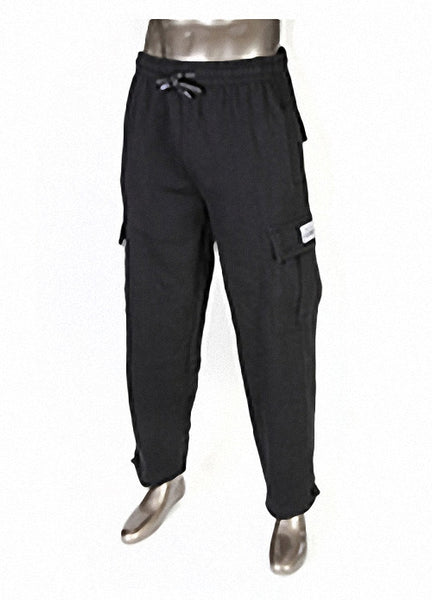 Pro 5 Mens Fleece Cargo Sweatpants,Black,2XL 
