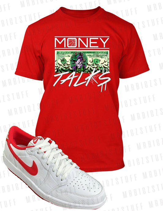 Joker Money Talks Graphic Tee Shirt J1 Low OG Sneaker Big Tall Pro Club Shaka