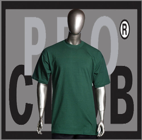 Big and Tall T-Shirts Plain Men PRO CLUB HEAVYWEIGHT Forest Green Tee Shirt