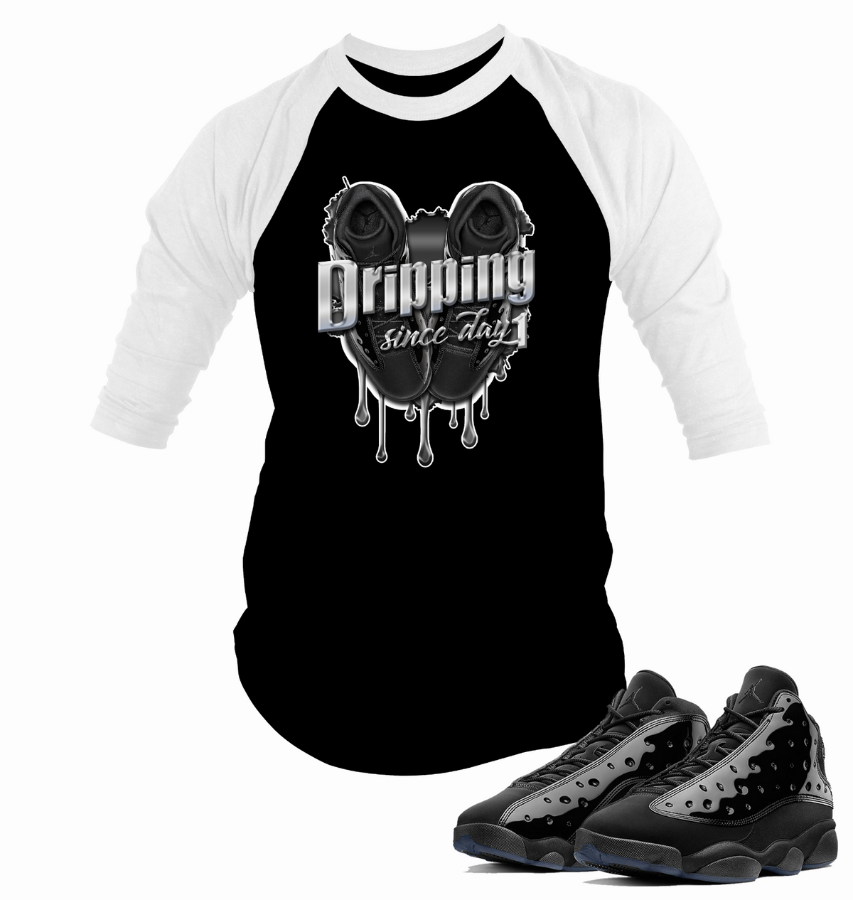 Dripping Since Day One Graphic Sneaker Tee Shirt Match J13 Cap and Gown Big Tall