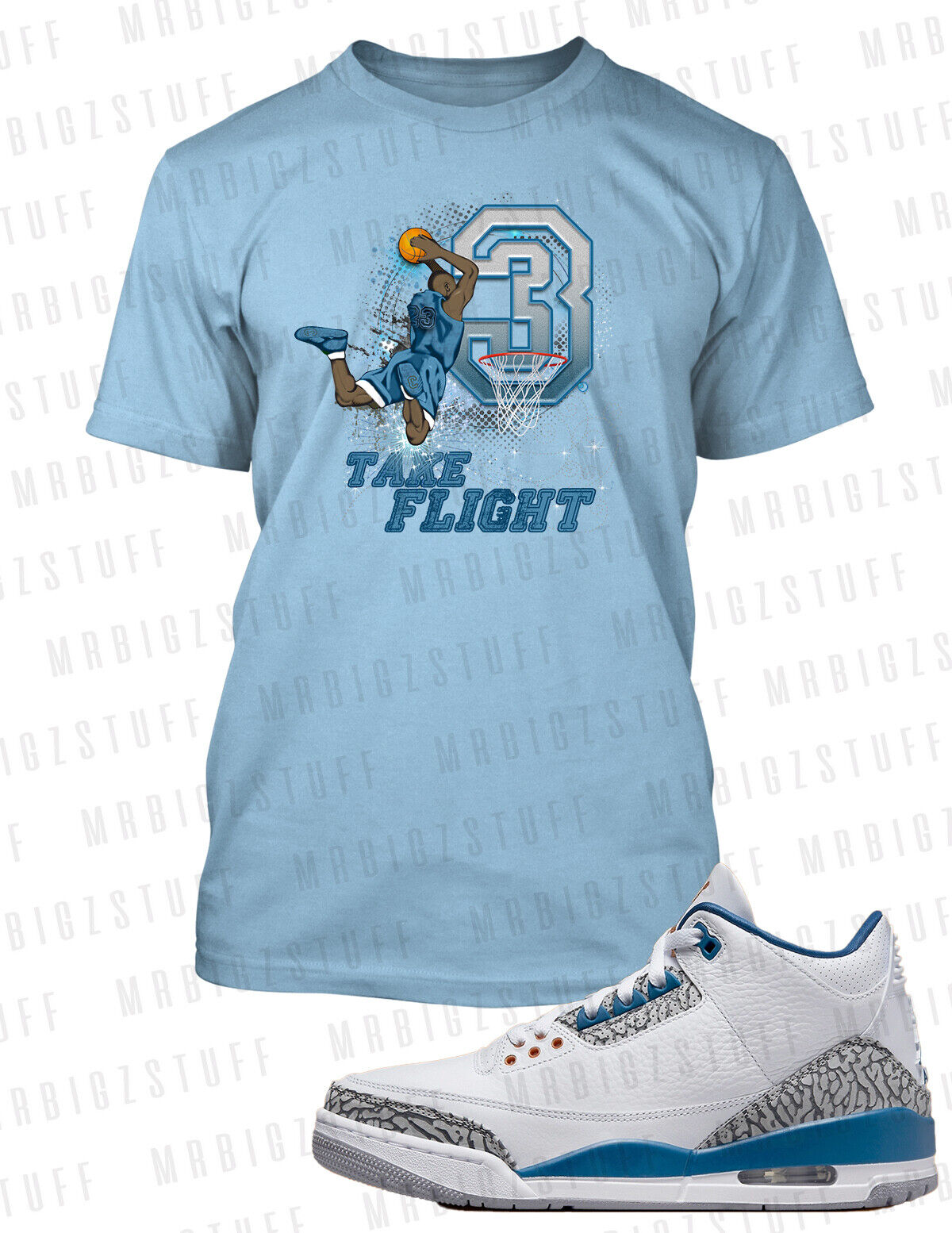 Wizard Take Flight  Graphic Sneaker Tee Shirt To Match J3 Wizard Shoe Big Tall T