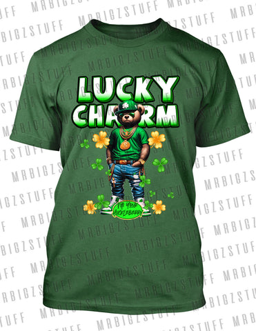 St Patrick's Day Bear Lucky Charm I'm Your Huckleberry Tee Shirt ProClub Shaka T