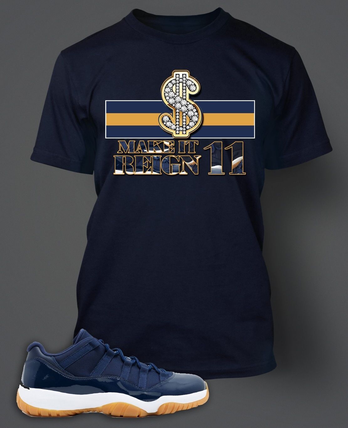 GraphicTee Shirt to match J11 LOW Navy Gum Make it Reign Mens Big Tall Sm T