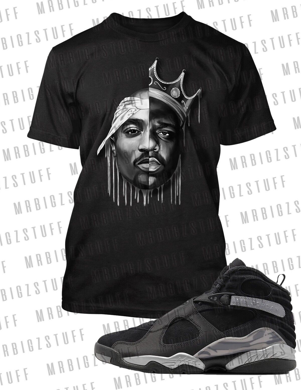 Biggie Pac Drip Sneaker J8 Tee Shirt Grey Stone 8XL Hip Sport  Big and Tall Tee