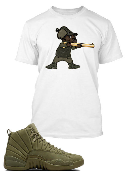 Tee Shirt to Match J12 Retro Olive Sneaker Graphic Men Graphic Hip Hop Tee