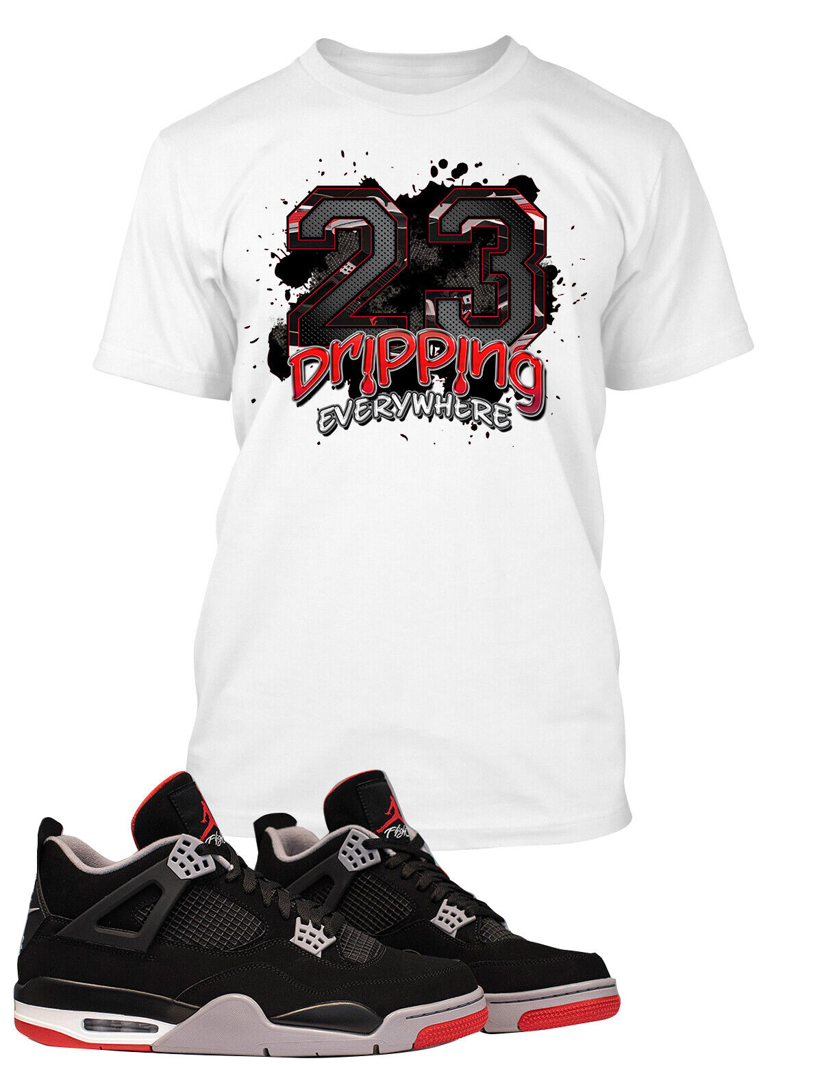 Dripping 23 Graphic Sneaker Tee Shirt Match J4 Bred Pro Club Shaka Big Tall