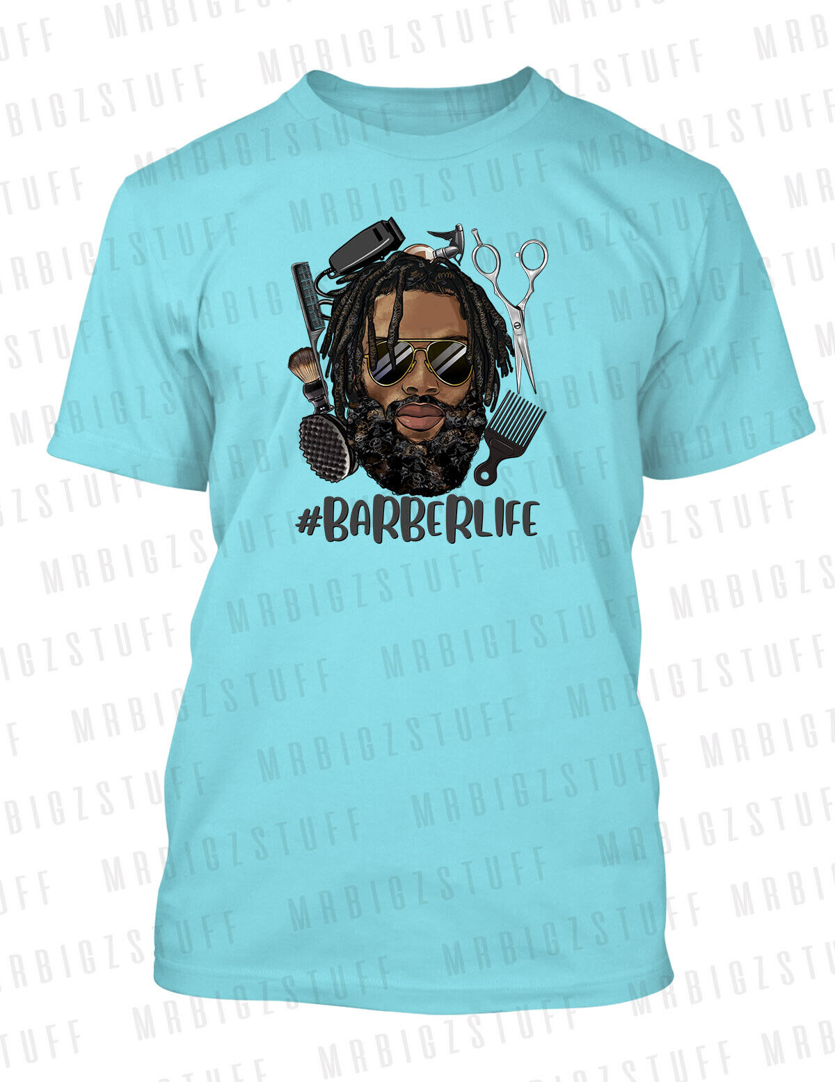 Barber Life Art Tee Shirt Graphic Hip Hop Pro Club / Shaka Sneaker Hair Tee