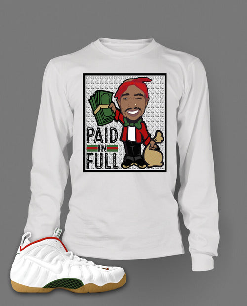 2 Pac Paid in Full Christmas Tee Shirt Rock with Foams Shoe Graphic  T Shirt