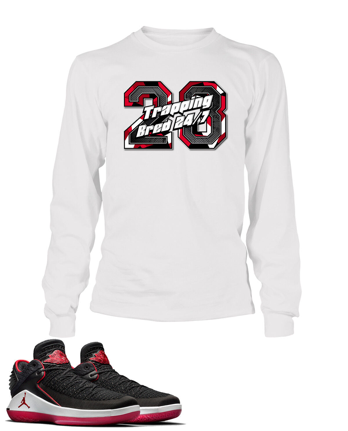 Graphic Sneaker Tee Shirt To match J32 Low Bred Trapping 24/7 Big Tall Sm T