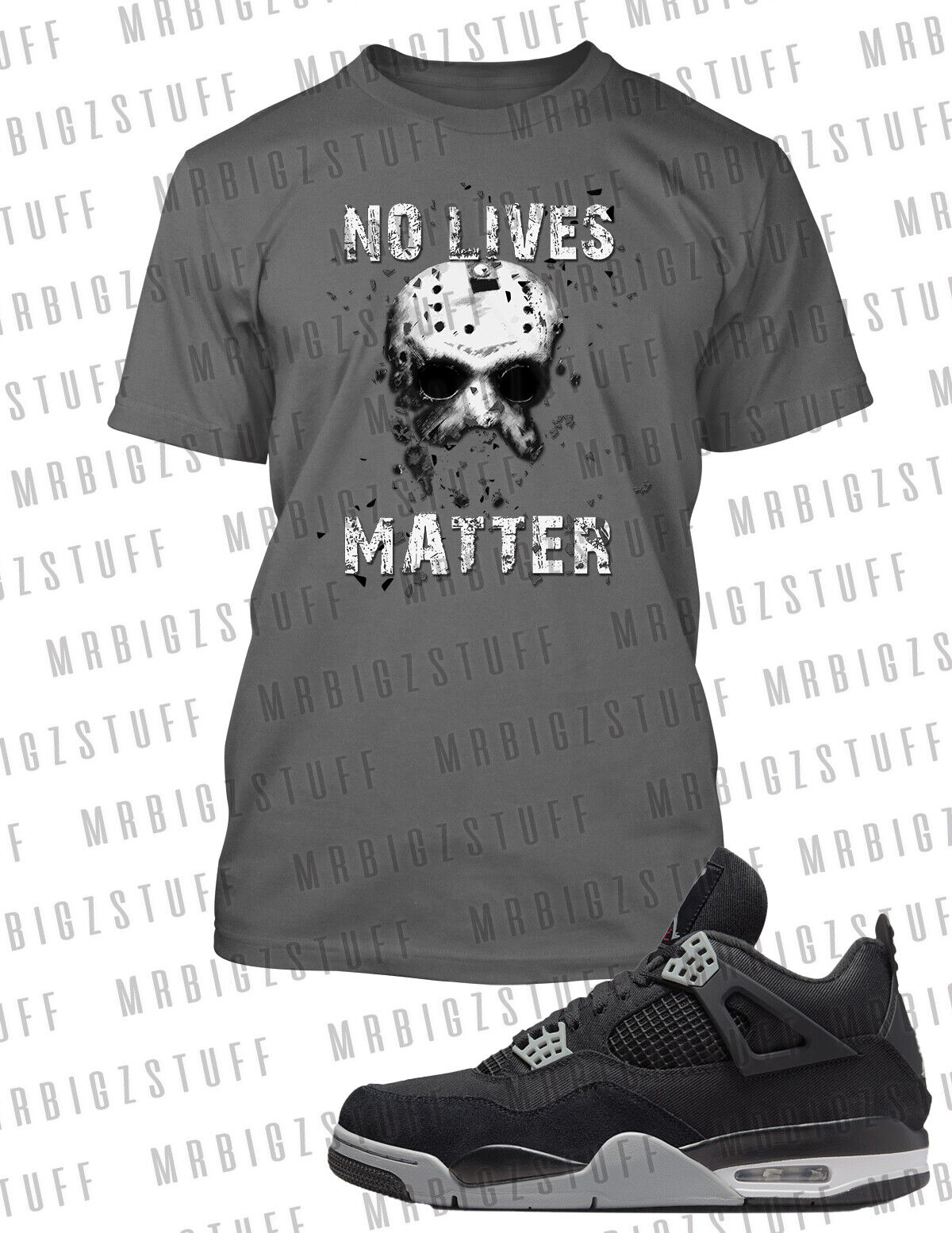 No Lives Matter Mask Halloween Graphic Sneaker Sport Tee Shirt J4 Black Canvas