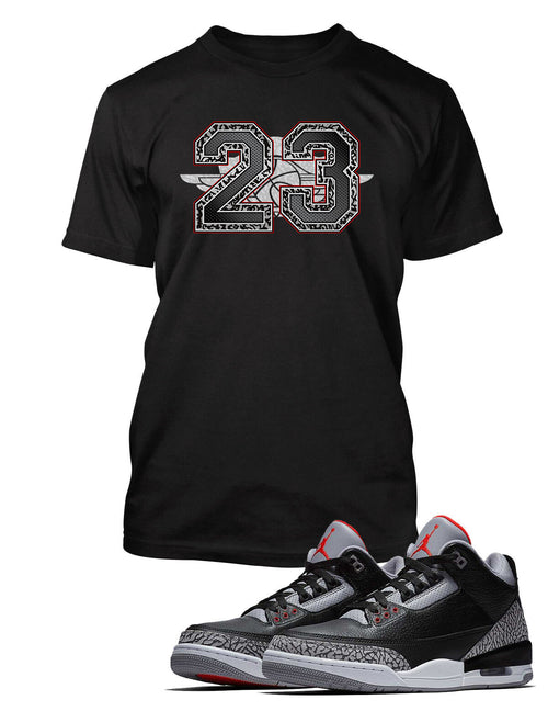 Big Tall Small 23 Graphic Tee Shirt To Match J3 Black Cement Sneaker Sport Tee