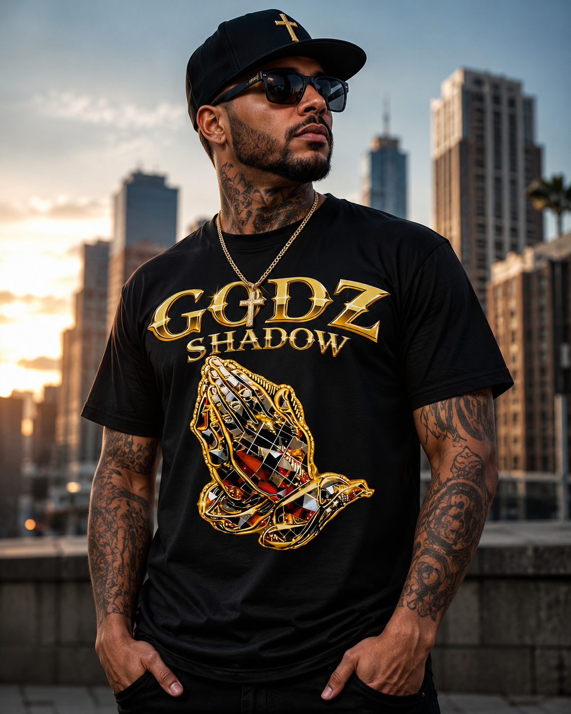 6XL Big & Tall Walking in GODZ SHADOW Christian Men's Tee Shirt Streetwear