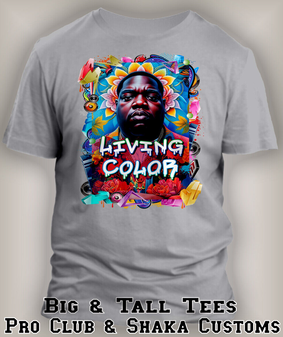 Biggie in Living Color Art Tee Shirt Graphic Hip Hop Pro Club / Shaka Sneaker T