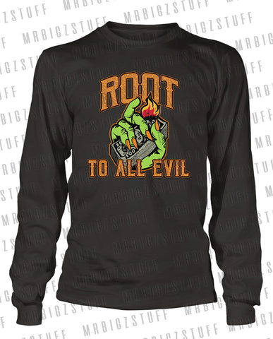Graphic Horror Tee Shirt Root of All Evil Money Tee Halloween  Tshirt  Trick or