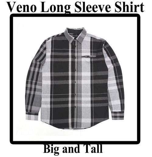 Men Plaid Shirt Button Up Long Sleeve Size Big 5Xb Big and Tall Veno Street Wear