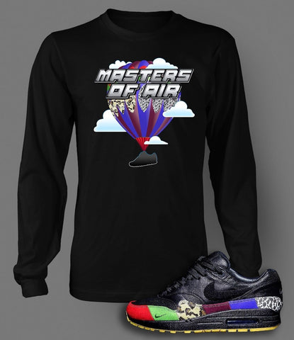 T Shirt to Match AIR MAX 1 MASTERS OF AIR Shoe Pro Club Graphic Black Tee LS