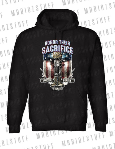 Honor Their Sacrifice  Black Hoodie  Soldiers USA We Represent