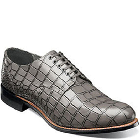 Stacy Adams Madison Oxford Shoes Crocodile Print Leather Gray Mens Shoe Size 8.5