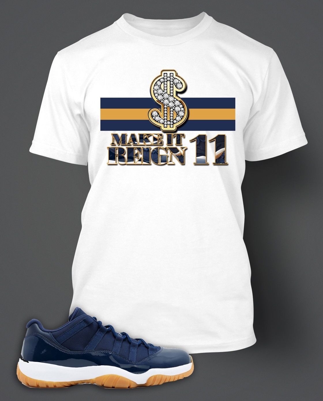 Sneaker Graphic Sport Tee Shirt to Match J11 LOW Navy Gum Mens Big Tall Sm T
