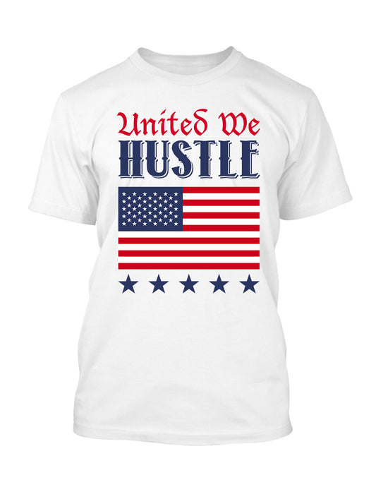 4th of July Tee Shirt United We Hustle Flag United States Graphic Tee Shirt