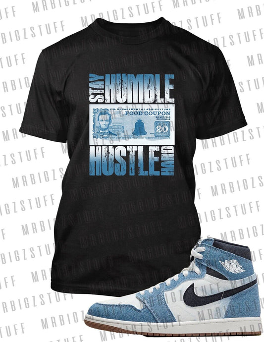 Tee Shirt To Match J1 Retro High Bleached Denim Sneaker Greystone Big & Tall 8XL