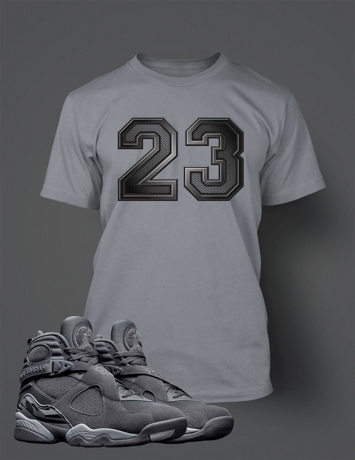 23 Graphic Sport Tee Shirt Match Retro Air J8 Cool Gray Men's Big Tall Small Tee