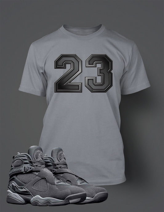 23 Graphic Sport Tee Shirt Match Retro Air J8 Cool Gray Men's Big Tall Small Tee