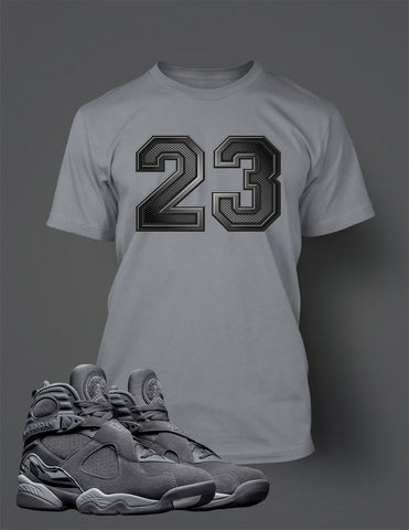 23 Graphic Sport Tee Shirt Match Retro Air J8 Cool Gray Men's Big Tall Small Tee