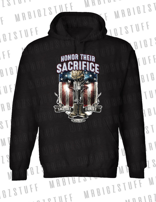Honor Their Sacrifice  Black Hoodie  Soldiers USA We Represent