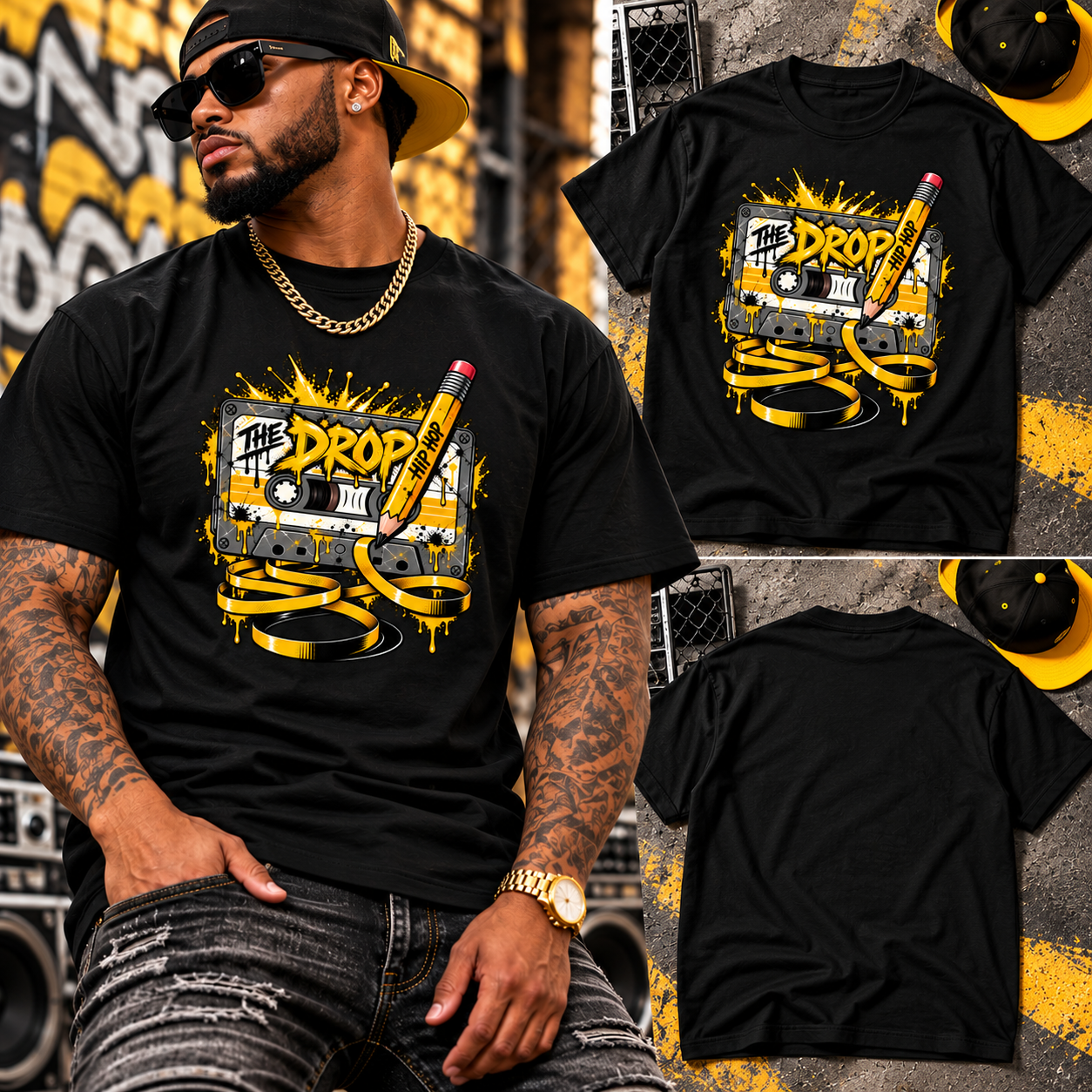 The Drop Hip Hop Mixtape T-Shirt Old School Rap Cassette Streetwear Tee Big Tall