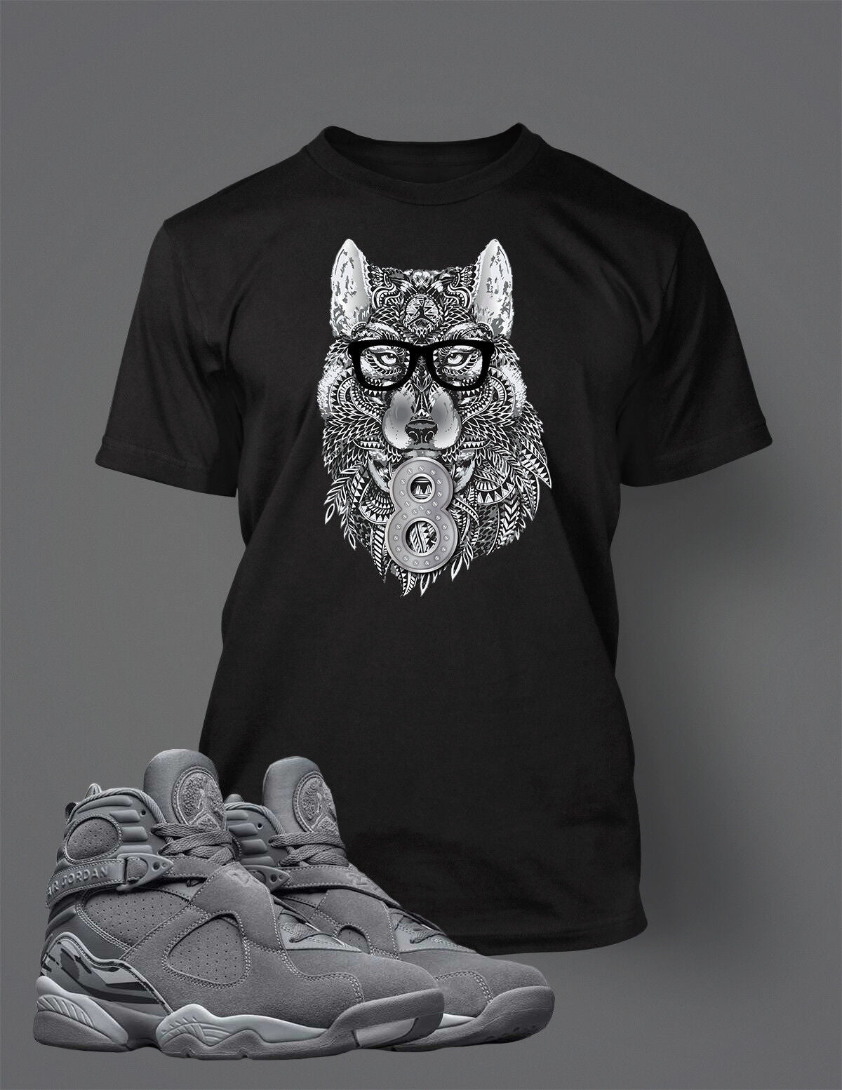 Graphic Wolf Sneaker Sport Tee Shirt To Match J8 Cool Gray Men's Big Tall Sm T