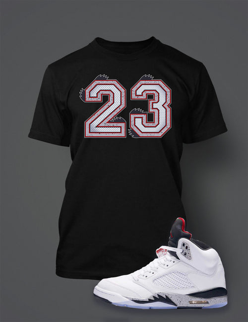 Sneaker 23 Graphic Tee Shirt To match AIR J5 WHITE CEMENT Shoe Big and Tall Smal