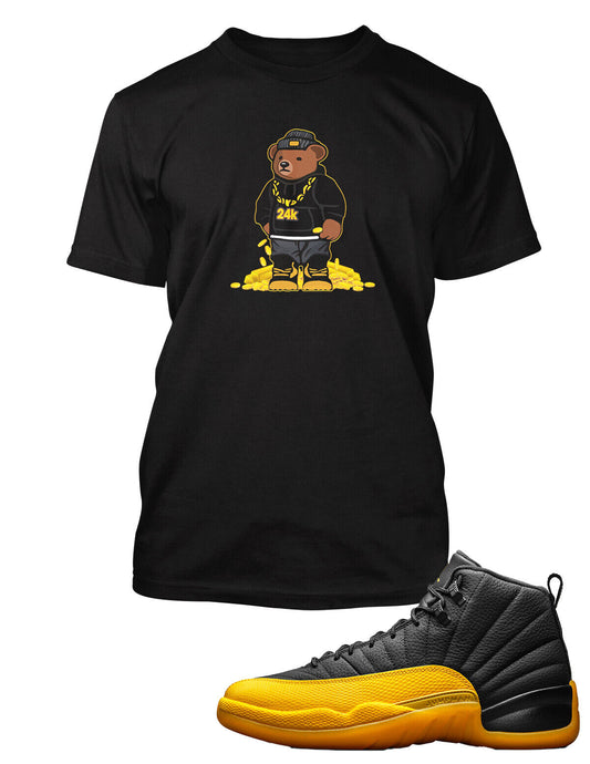 24KT Bear Graphic Sneaker Tee Shirt Match J12 University Gold Men Big Tall Sm