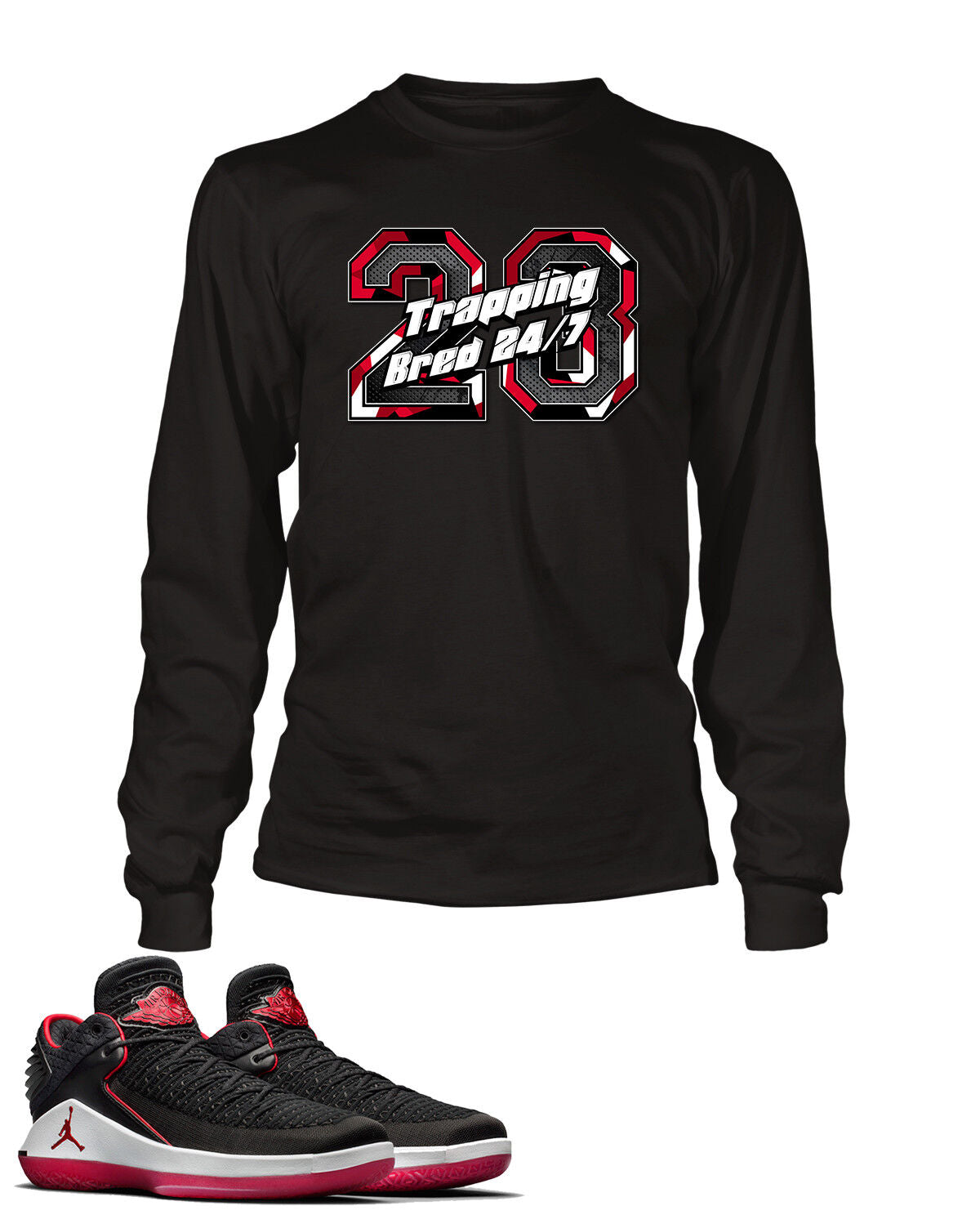Graphic Sneaker Tee Shirt To match J32 Low Bred Trapping 24/7 Big Tall Sm T