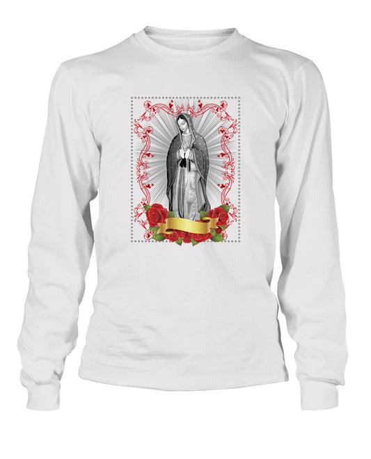 Virgin Maria Mens Pro Club Tee Shirt Long Sleeve Religious Graphic Tee