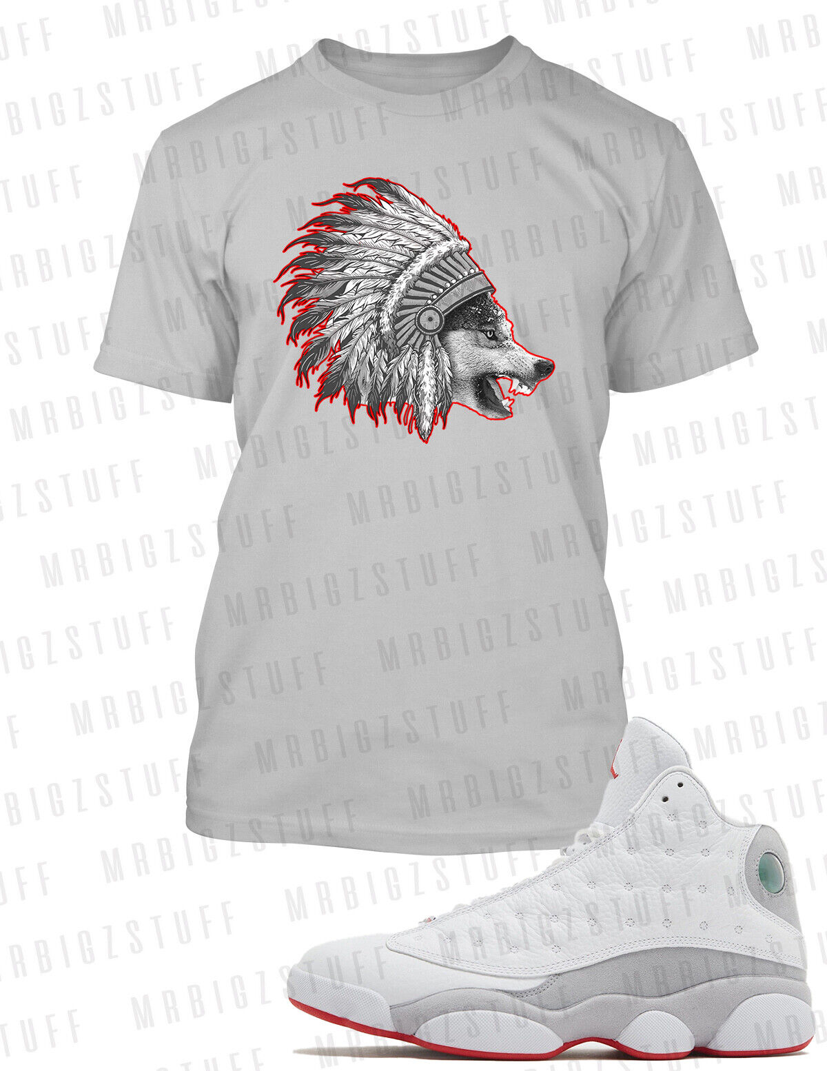 Chieftain Pro Club Shaka Graphic Animal Tee Shirt Match J13 Wolf Grey Big Tall T