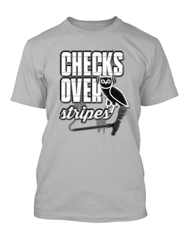 Checks Over Stripes Hip Hop Street Wear T Shirt Graphic Pro Club Tees SM - 10XL