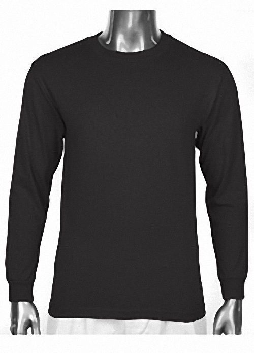 2 Pro Club Heavyweight Blank Long Sleeve T-Shirts Black Plain Shirt Size M-7XL
