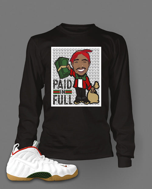 2 Pac Paid in Full Christmas Tee Shirt Rock with Foams Shoe Graphic  T Shirt