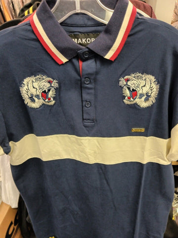 MAKOBI  Tiger POLO Med NAVY  POLO  Mens Street Hip Hop