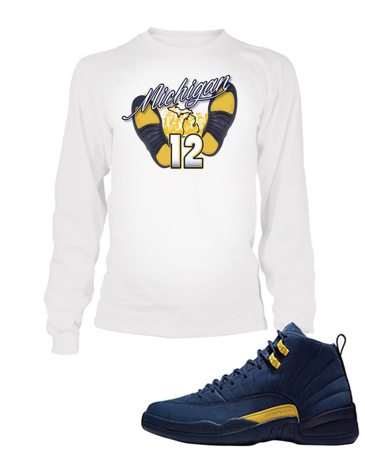 Tee Shirt to Match Air J12 “Michigan” Shoe Big and Tall or small Graphic T