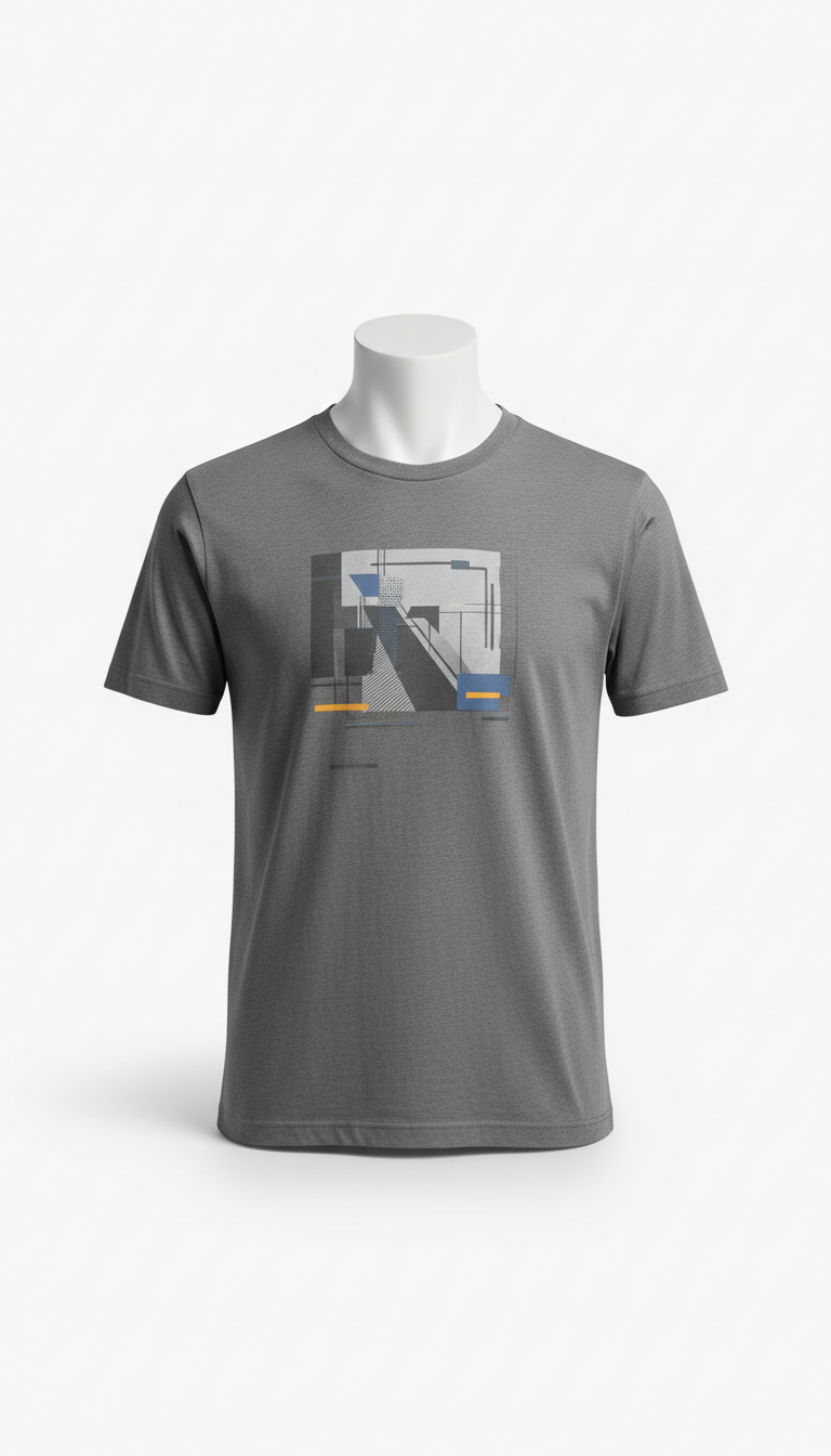 Steel Grey Graphic Tee Monochrome Accent