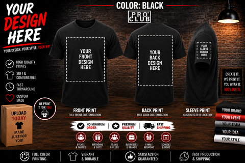Your Custom Men's Black Heavyweight Short Sleeve Tee (Copy)