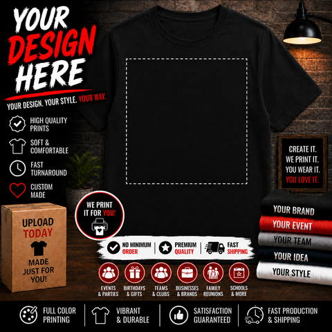 Your Custom Men's Black Heavyweight Short Sleeve Tee (Copy)