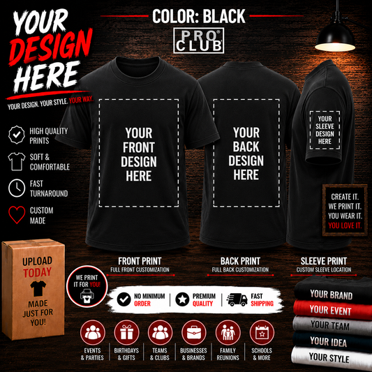 Pro Club Custom Printed Tee Shirt Big & Tall Streetwear Finest