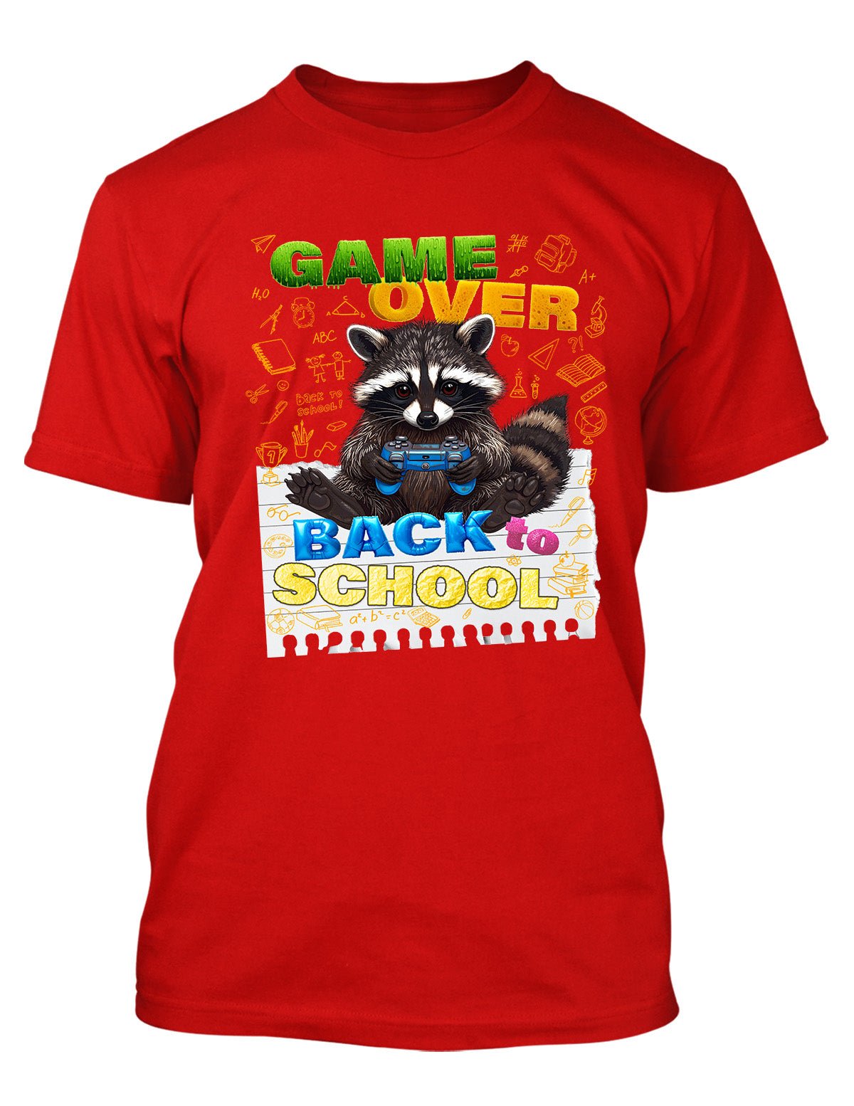 Teachers Back to School Gamers Graphic Tee Shirt Funny Playful Raccoon Meme
