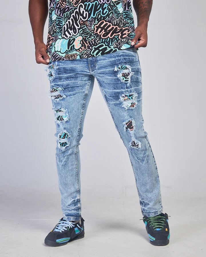 Men's Big and Tall Hype Denim Jean EV-33682 Hip streetwear Fashion